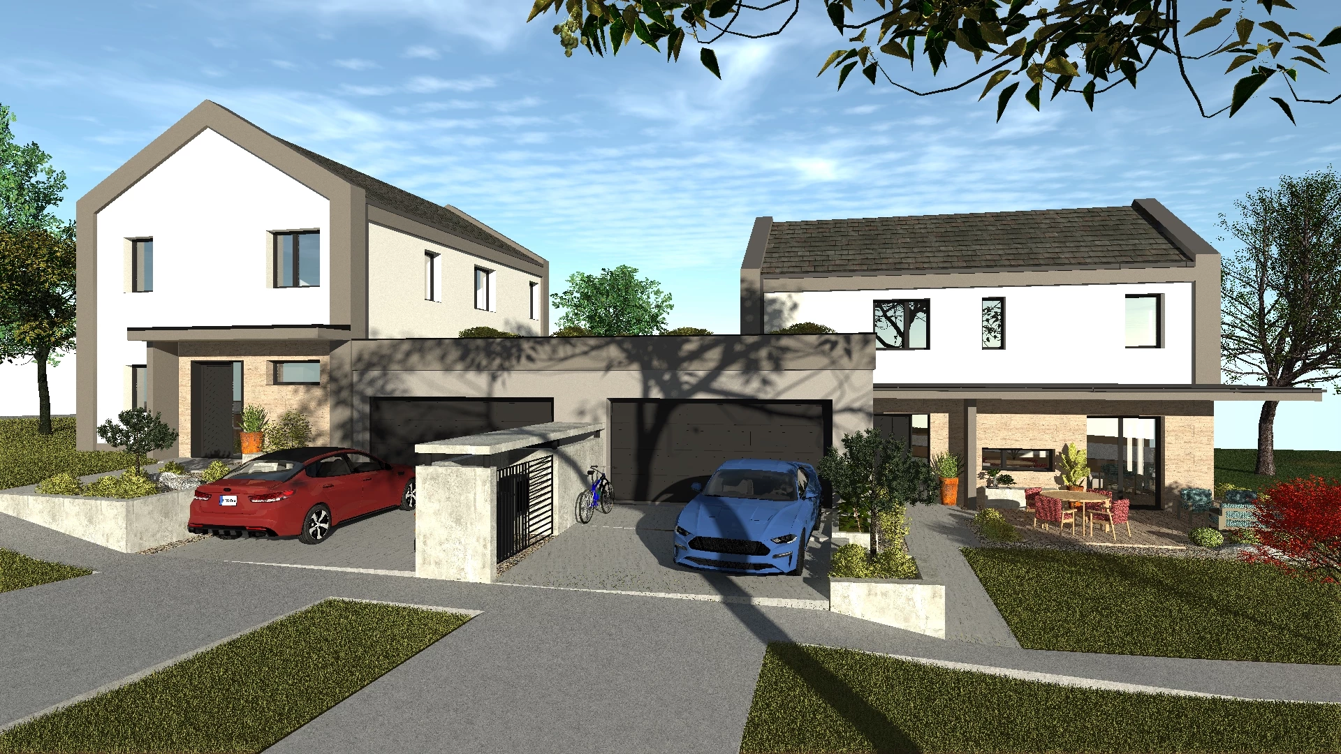 Biatorbágy, Családi ház · 2 × 170 m² – látványterv